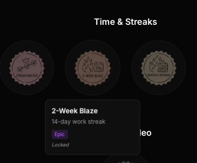 Locked streak badges from the achievements screen